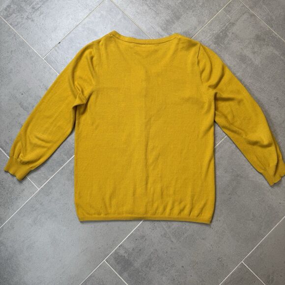 Anthropologie Monogram French Knot Cardigan Gold Mustard Yellow Size M - Picture 5 of 8